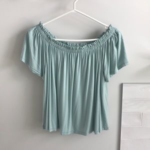 Wilfred off the shoulder aqua blue top medium